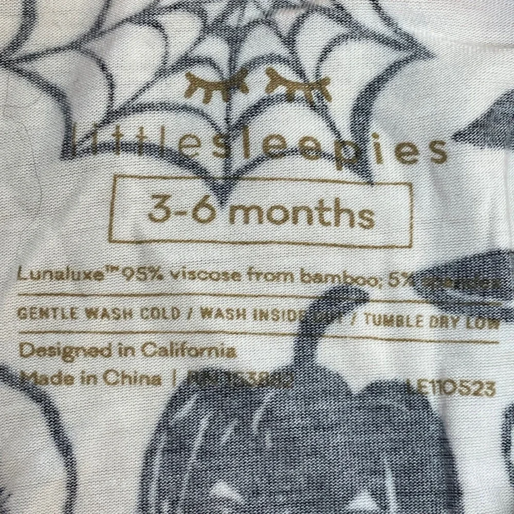 Little Sleepies Halloween Print Footed Sleeper Set 3-6 Months, Cat‎ Headband